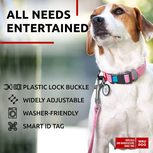 Pink Reflective Cotton Dog Collar